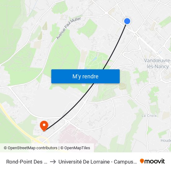 Rond-Point Des Familles to Université De Lorraine - Campus Brabois Santé map