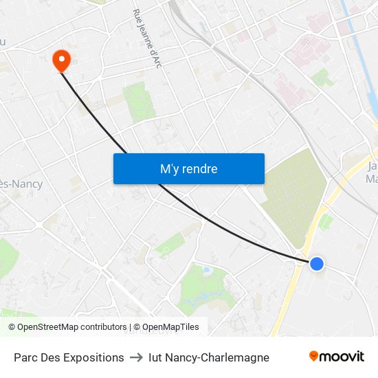 Parc Des Expositions to Iut Nancy-Charlemagne map