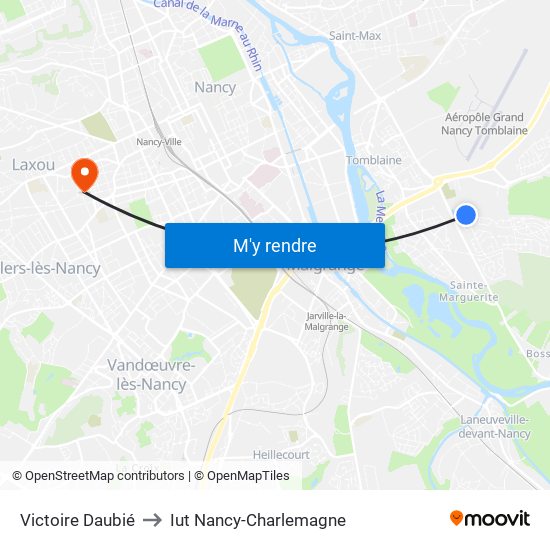 Victoire Daubié to Iut Nancy-Charlemagne map