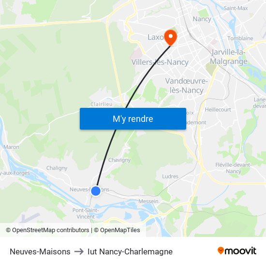 Neuves-Maisons to Iut Nancy-Charlemagne map