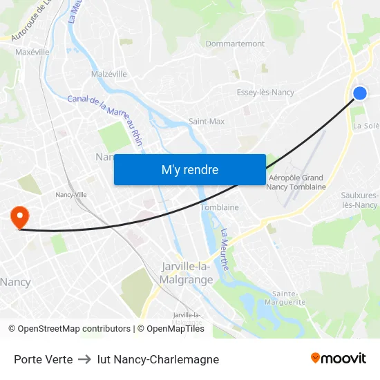 Porte Verte to Iut Nancy-Charlemagne map