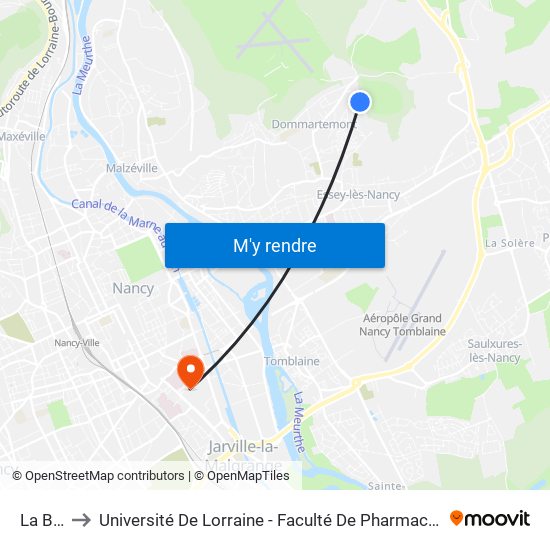 La Bure to Université De Lorraine - Faculté De Pharmacie Site Lionnois map