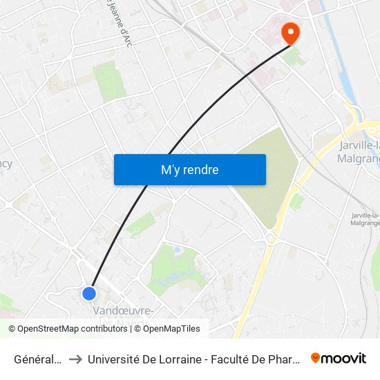Général Frère to Université De Lorraine - Faculté De Pharmacie Site Lionnois map
