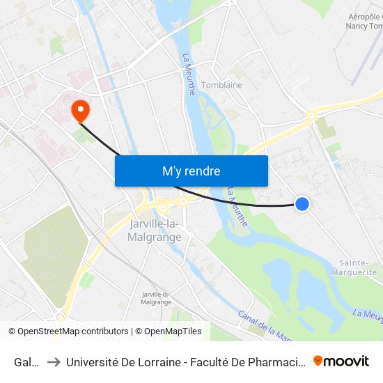 Galilée to Université De Lorraine - Faculté De Pharmacie Site Lionnois map