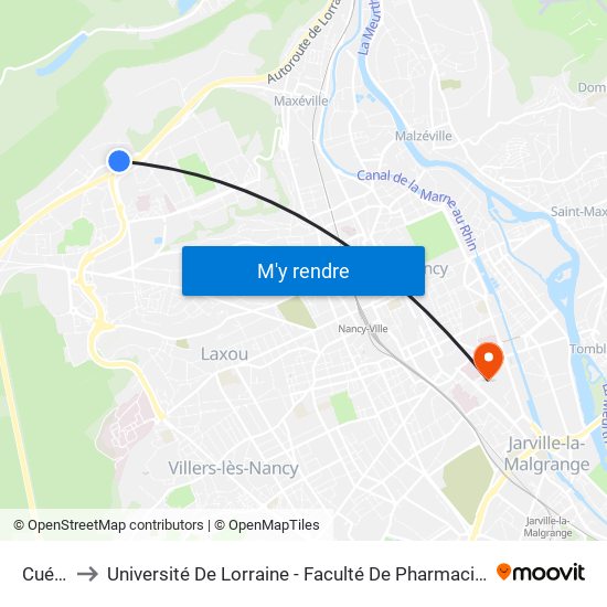 Cuénot to Université De Lorraine - Faculté De Pharmacie Site Lionnois map