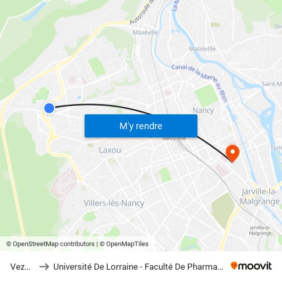 Vezouze to Université De Lorraine - Faculté De Pharmacie Site Lionnois map