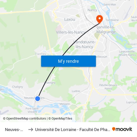 Neuves-Maisons to Université De Lorraine - Faculté De Pharmacie Site Lionnois map