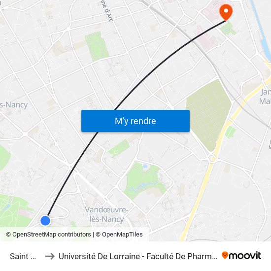 Saint André to Université De Lorraine - Faculté De Pharmacie Site Lionnois map