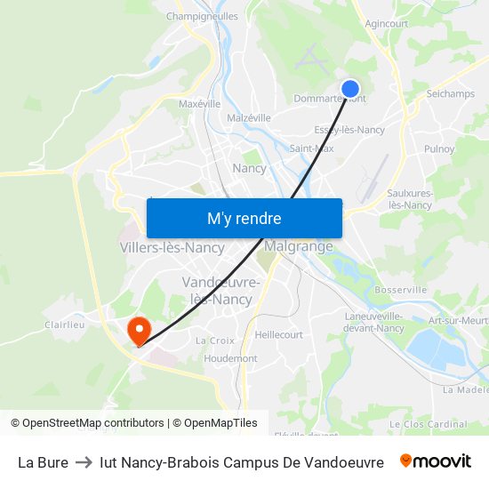 La Bure to Iut Nancy-Brabois Campus De Vandoeuvre map