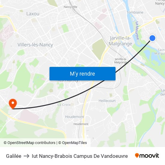 Galilée to Iut Nancy-Brabois Campus De Vandoeuvre map