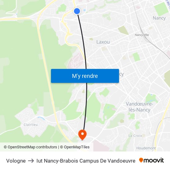 Vologne to Iut Nancy-Brabois Campus De Vandoeuvre map