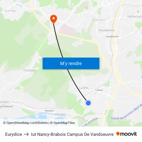 Eurydice to Iut Nancy-Brabois Campus De Vandoeuvre map