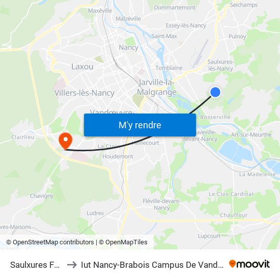 Saulxures Forêt to Iut Nancy-Brabois Campus De Vandoeuvre map