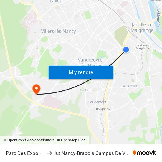 Parc Des Expositions to Iut Nancy-Brabois Campus De Vandoeuvre map