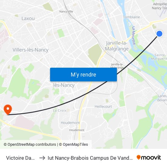 Victoire Daubié to Iut Nancy-Brabois Campus De Vandoeuvre map