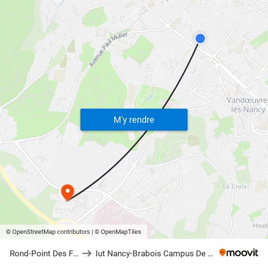 Rond-Point Des Familles to Iut Nancy-Brabois Campus De Vandoeuvre map