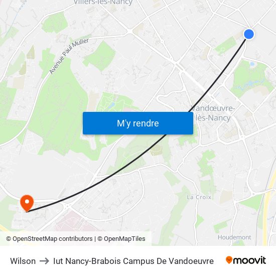 Wilson to Iut Nancy-Brabois Campus De Vandoeuvre map