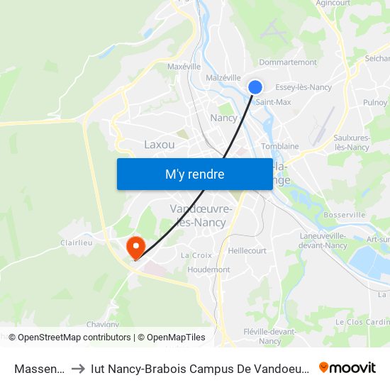 Massenet to Iut Nancy-Brabois Campus De Vandoeuvre map