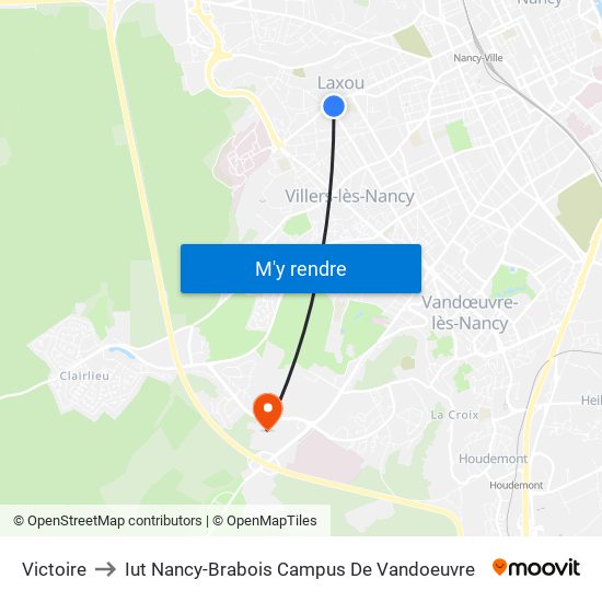 Victoire to Iut Nancy-Brabois Campus De Vandoeuvre map