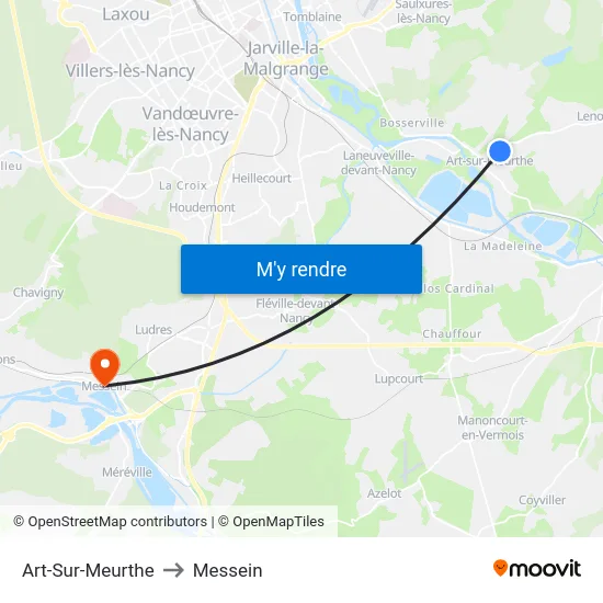 Art-Sur-Meurthe to Messein map