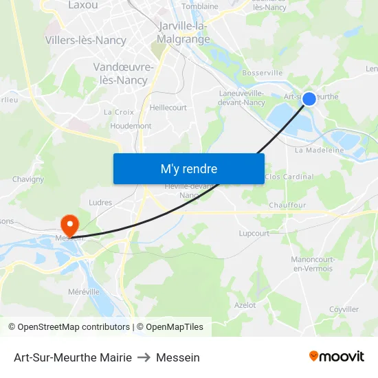 Art-Sur-Meurthe Mairie to Messein map