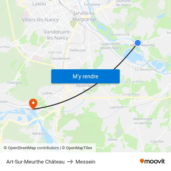 Art-Sur-Meurthe Château to Messein map