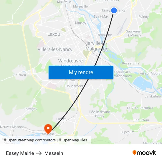 Essey Mairie to Messein map