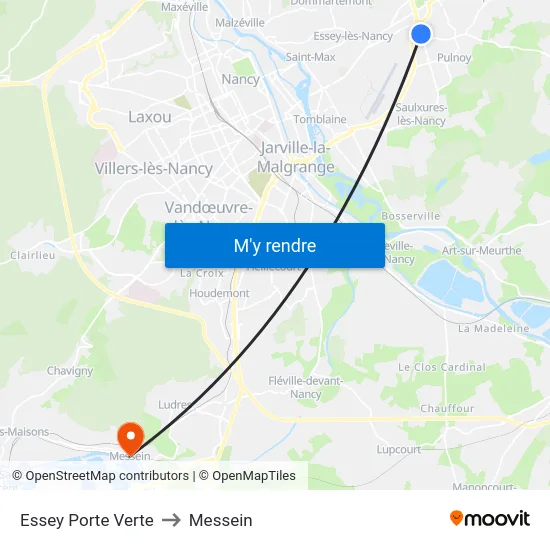 Essey Porte Verte to Messein map