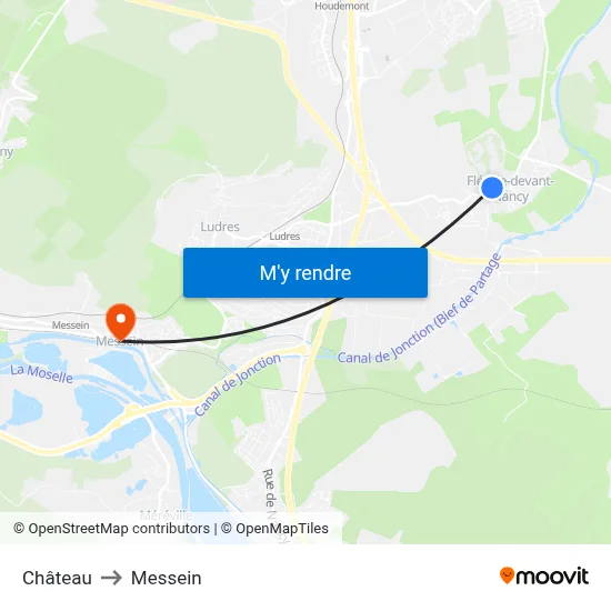 Château to Messein map