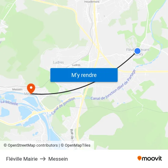 Fléville Mairie to Messein map
