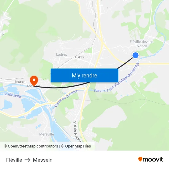 Fléville to Messein map