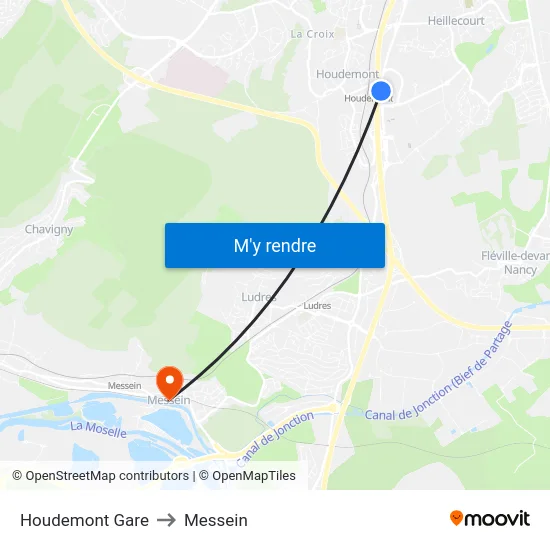 Houdemont Gare to Messein map