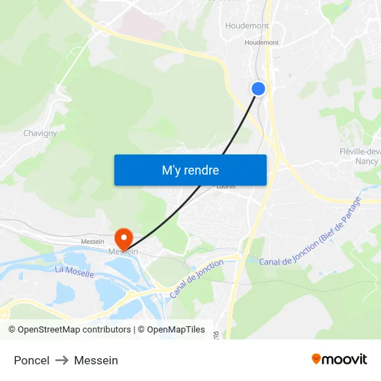 Poncel to Messein map