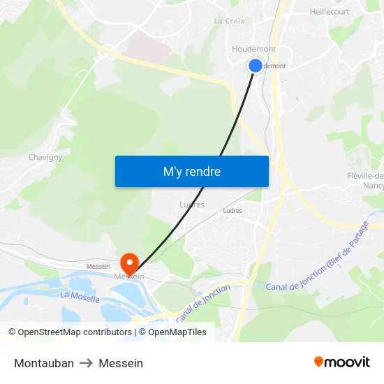 Montauban to Messein map
