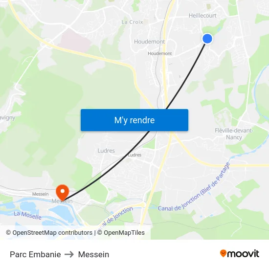 Parc Embanie to Messein map