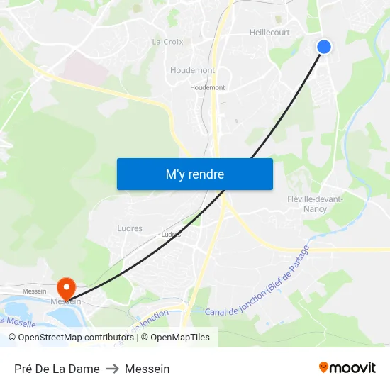 Pré De La Dame to Messein map