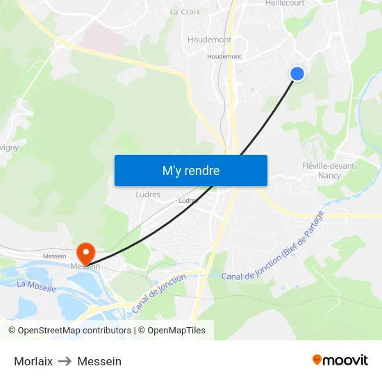 Morlaix to Messein map