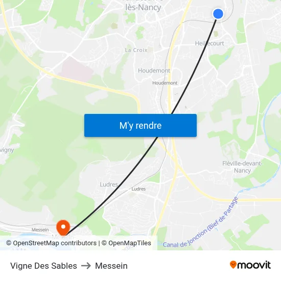 Vigne Des Sables to Messein map