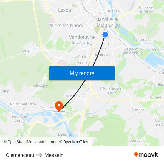 Clemenceau to Messein map