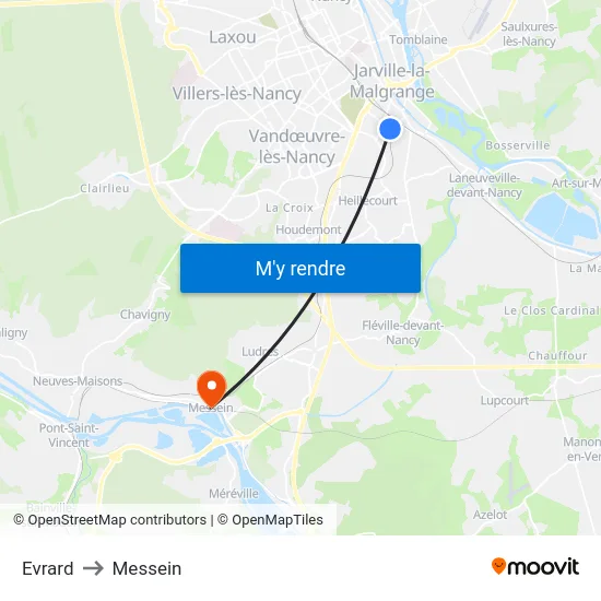 Evrard to Messein map
