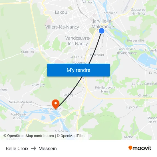 Belle Croix to Messein map