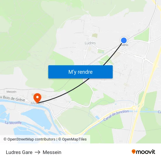 Ludres Gare to Messein map