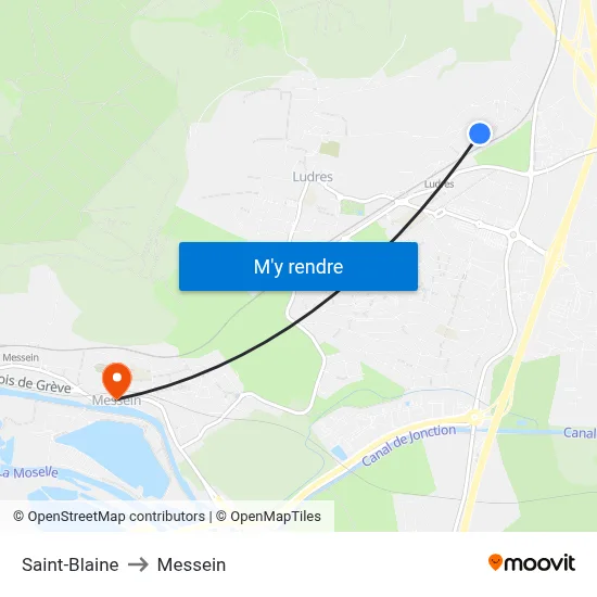 Saint-Blaine to Messein map