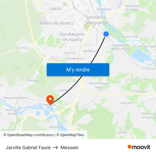 Jarville Gabriel Fauré to Messein map