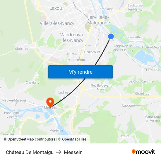 Château De Montaigu to Messein map