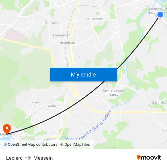 Leclerc to Messein map