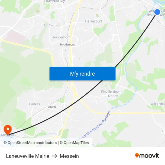 Laneuveville Mairie to Messein map