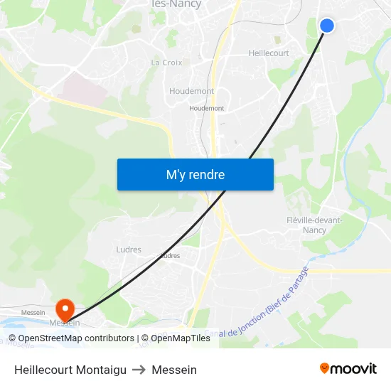 Heillecourt Montaigu to Messein map