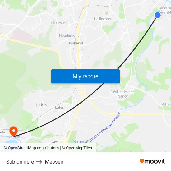 Sablonnière to Messein map