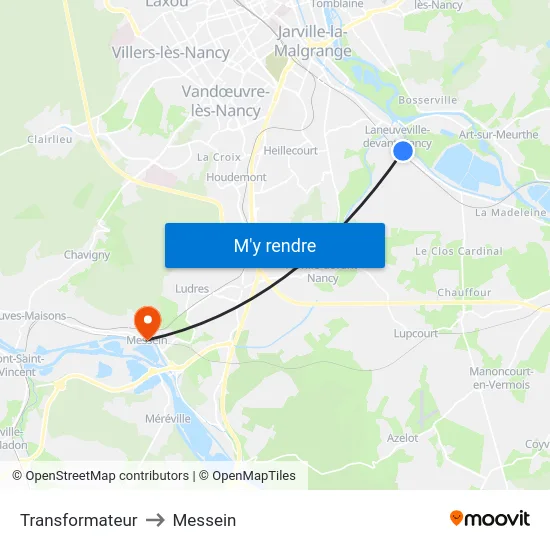 Transformateur to Messein map